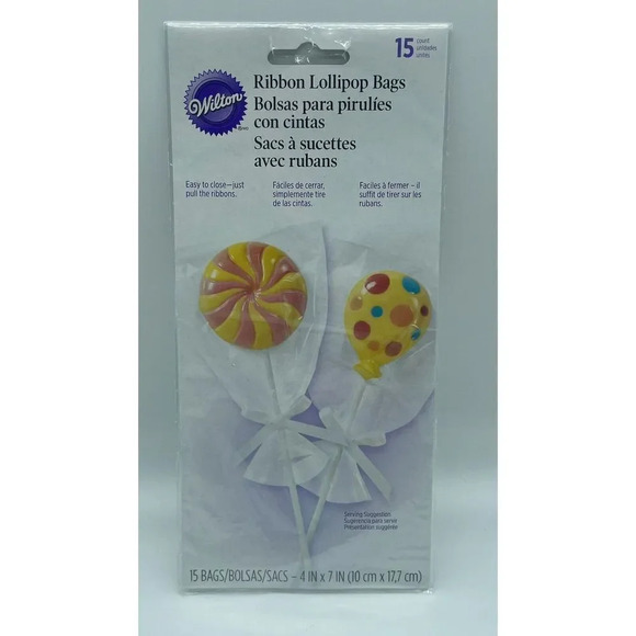 Ribbon Drawstring‎ Decorative Lollipop Bags 15 Count From Wilton 1912 9469 - Picture 1 of 2
